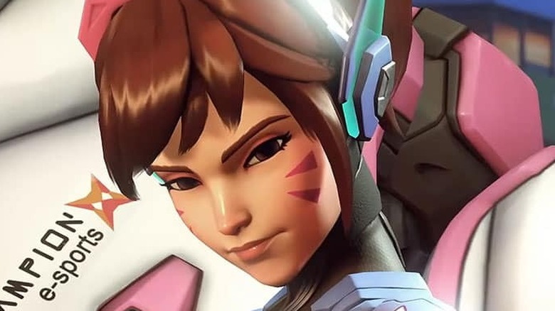 Overwatch 2's D.Va looking dramatically into the camera