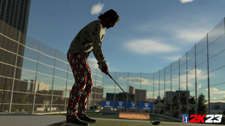 PGA Tour 2k23 golfer at Top Golf