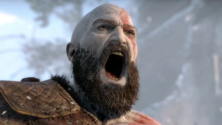 God of War Kratos yelling face