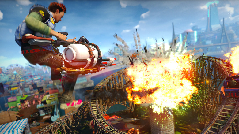 Sunset Overdrive roller coaster explosion