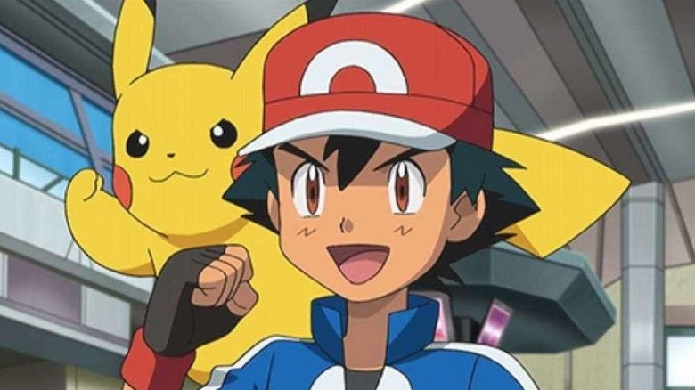 Ash Ketchum with Pikachu on Shoulder