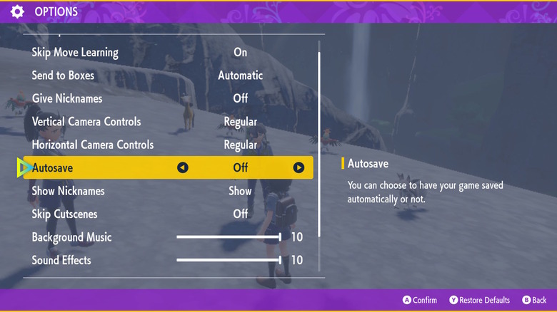 Pokemon Scarlet and Violet options menu