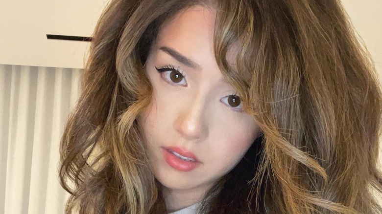 Pokimane selfie curled hair