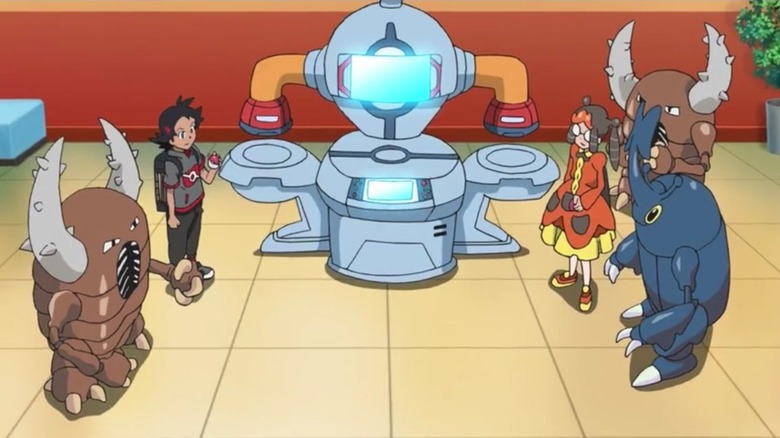 Trainers preparing to trade Pokémon