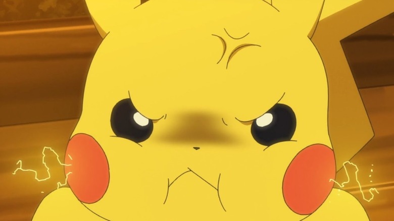 Pikachu angry and sparking