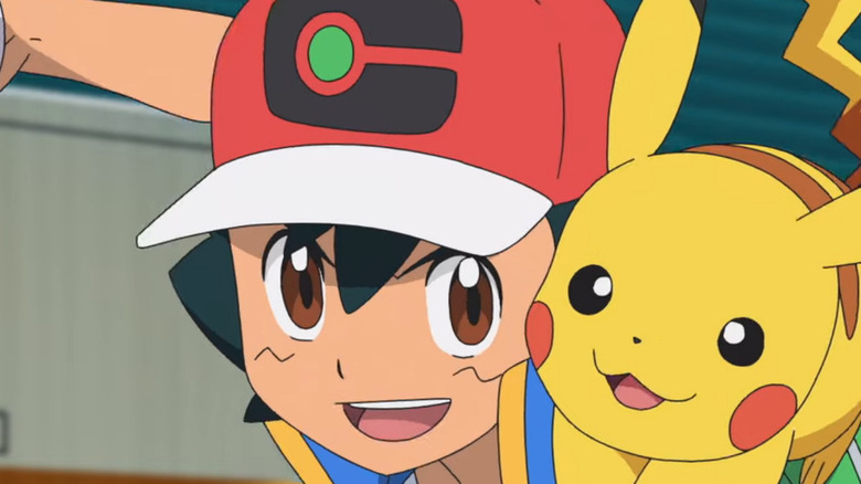 Pikachu on Ash's shoulder