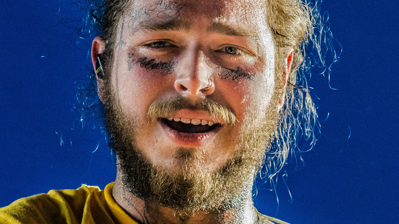 Post Malone face close up performing