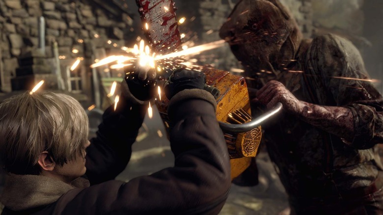 Leon fights chainsaw man