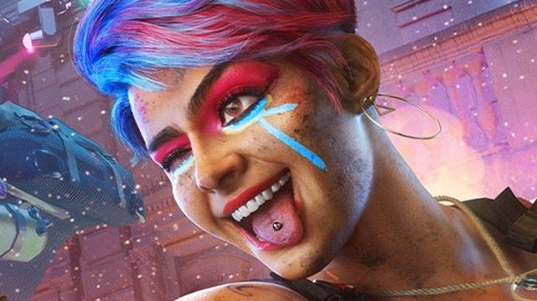 Saints Row character winking tongue out