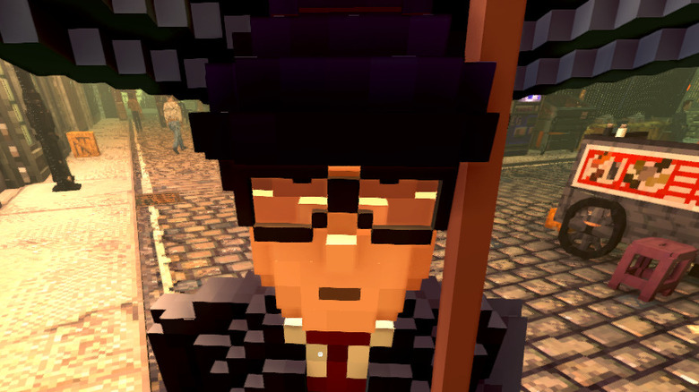 Voxel-style person with glasses