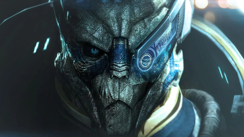 Mass Effect's Garrus smirking