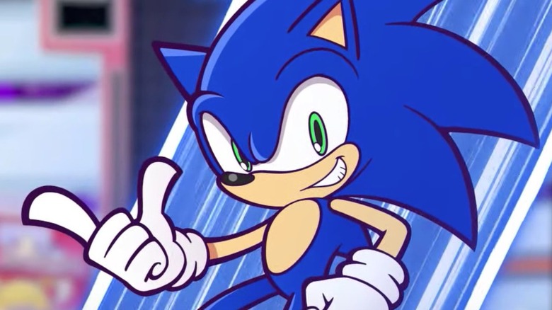 Sonic posing and smiling