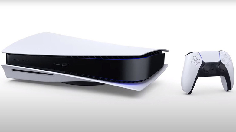 The PS5 console on its side