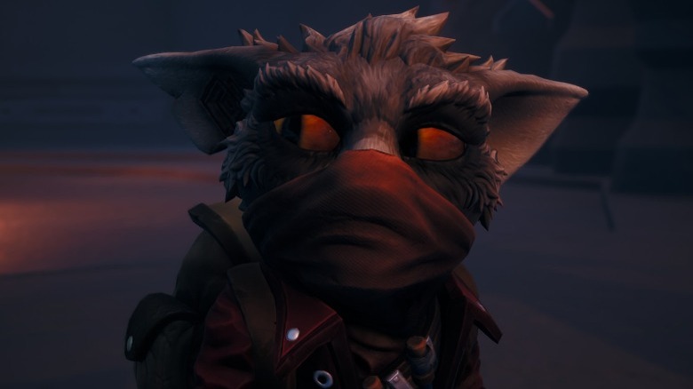 Boji wearing bandana over face