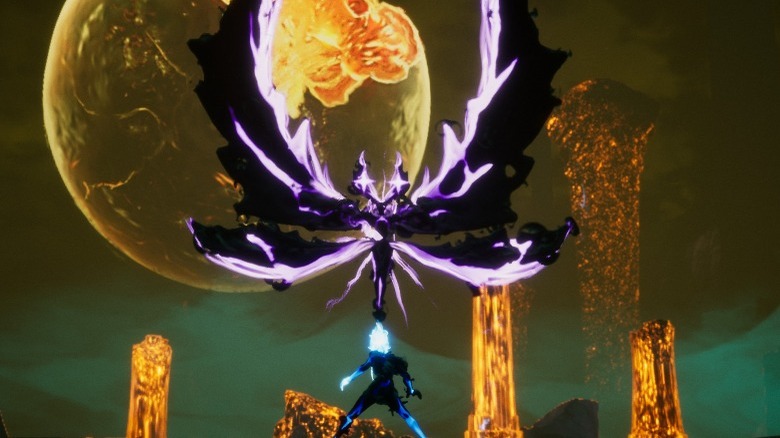 Winged creature facing down player