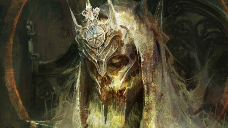 Ghostly skeleton wearing a crown