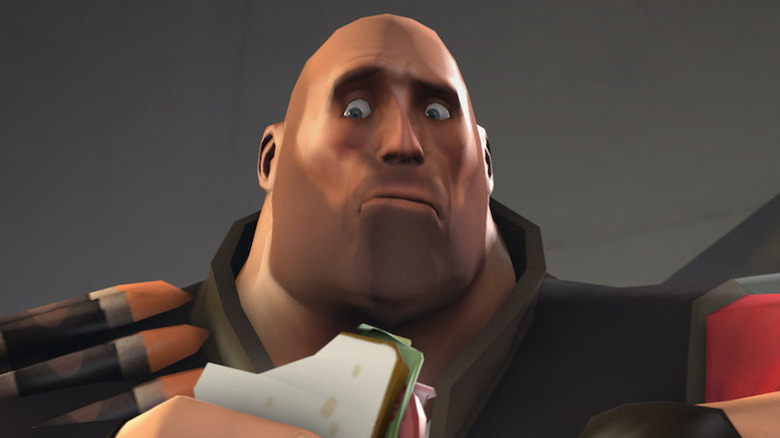 The Heavy eating a sandwich