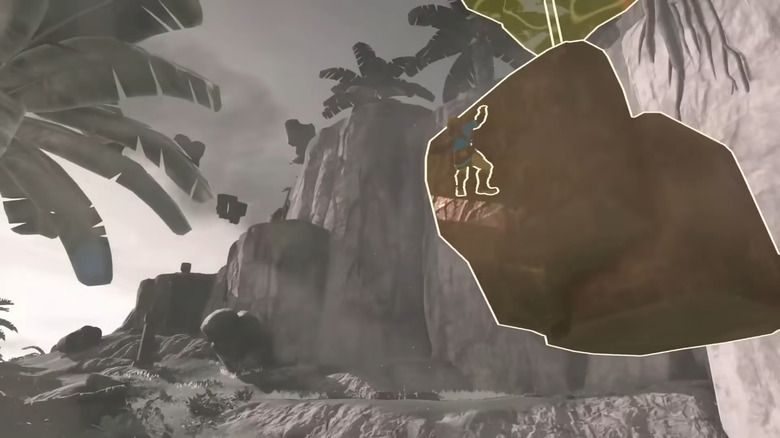 Link scaling rock TotK