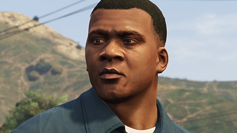 A close up of Franklin Clinton in Grand Theft Auto 5