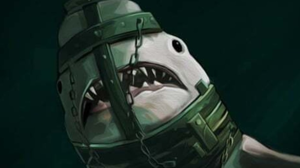 Shark in a cage helmet