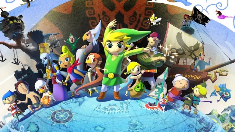 Link with the cast of The Wind Waker