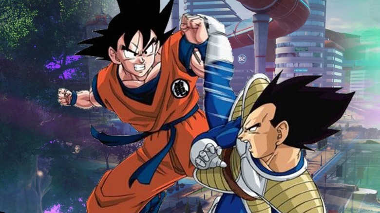 Dragon Ball characters fighting in midair