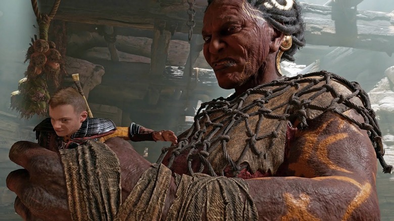 Gryla having Atreus in her grasp