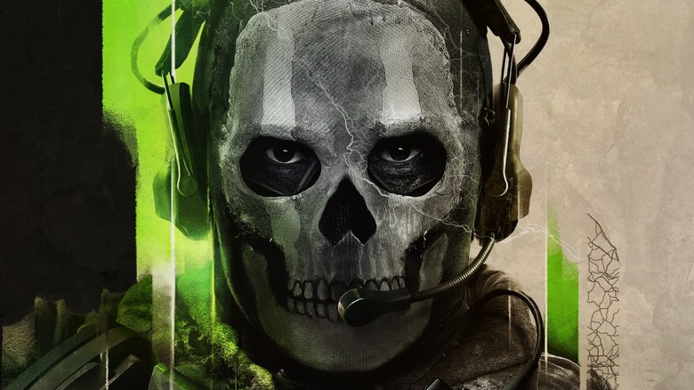Operator in skull mask