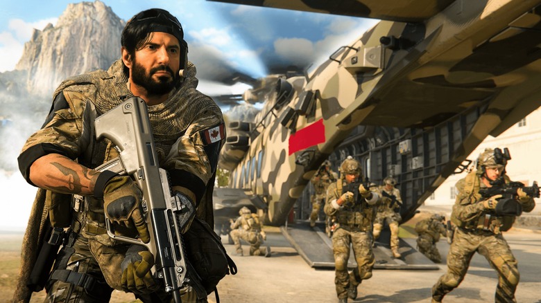 Operators running off helicopter