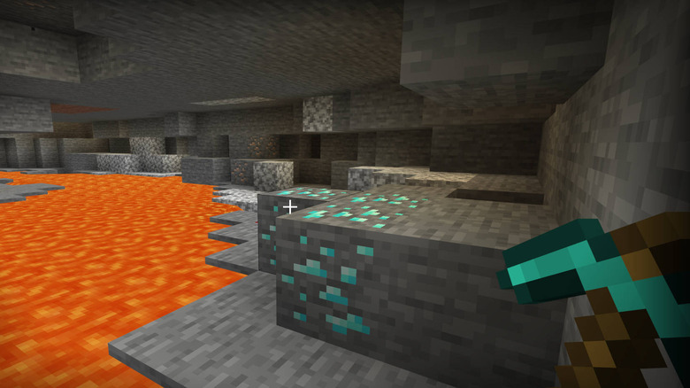 Diamond ore nearby lava river