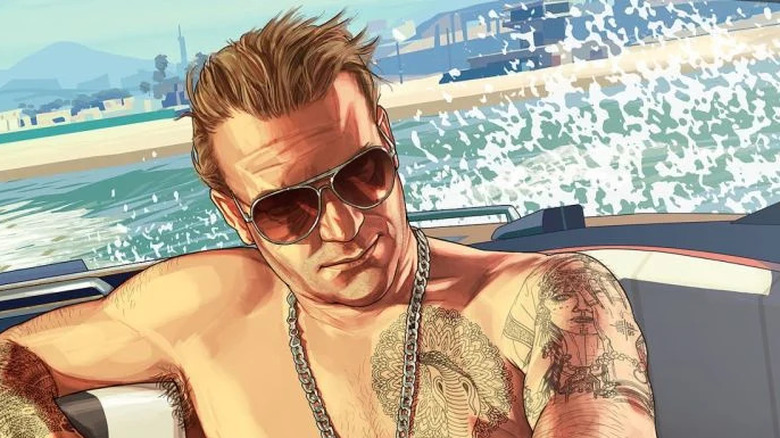 GTA Online character in a boat