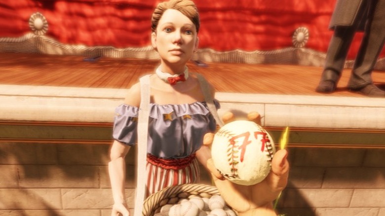 Woman giving Booker a ball