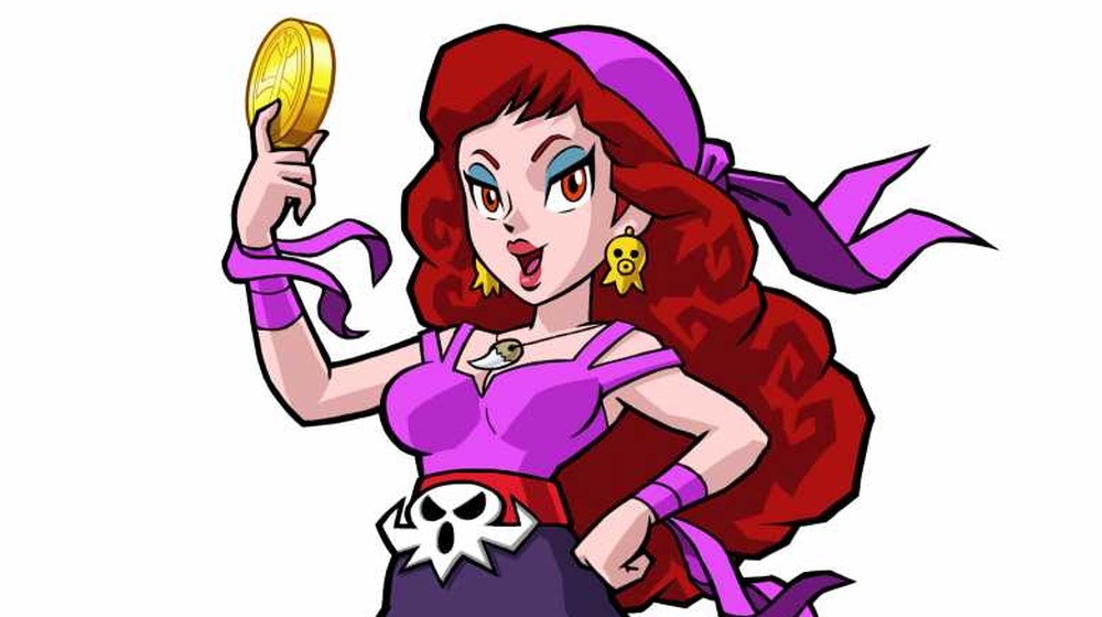 Captain Syrup holding a coin