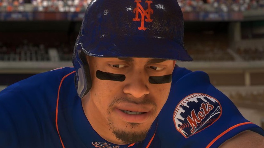 New York Mets player looking down