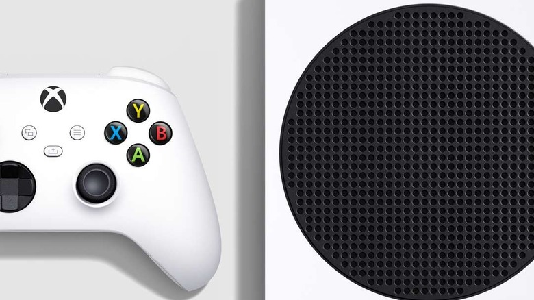 Xbox Series S closeup with controller