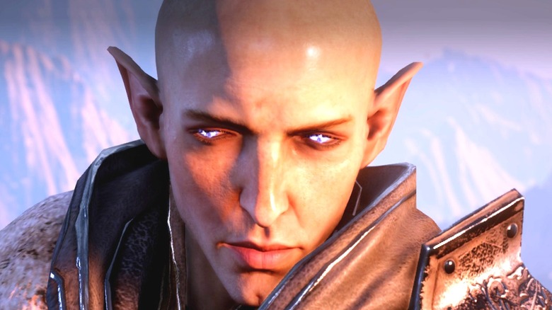 Solas with eyes glowing