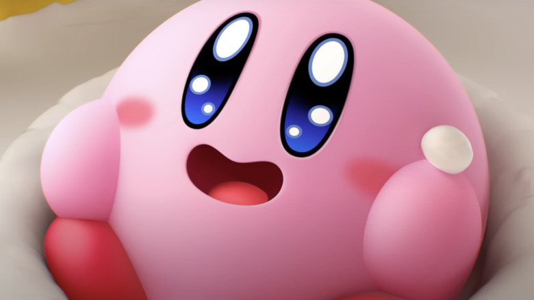 Kirby's Dream Buffet happy Kirby close up