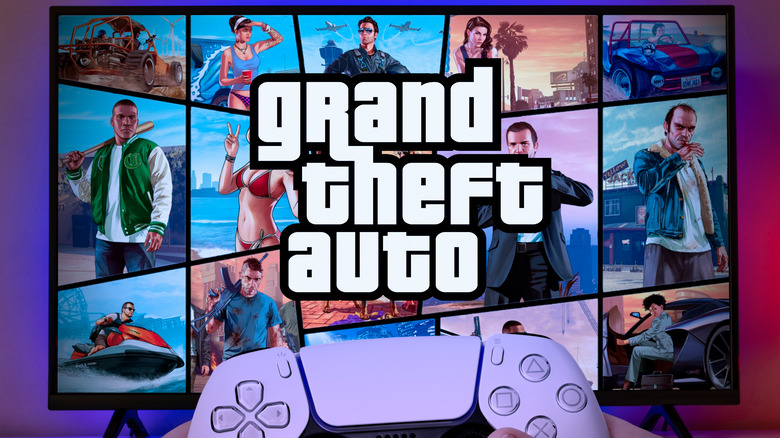 Grand Theft Auto game with controller