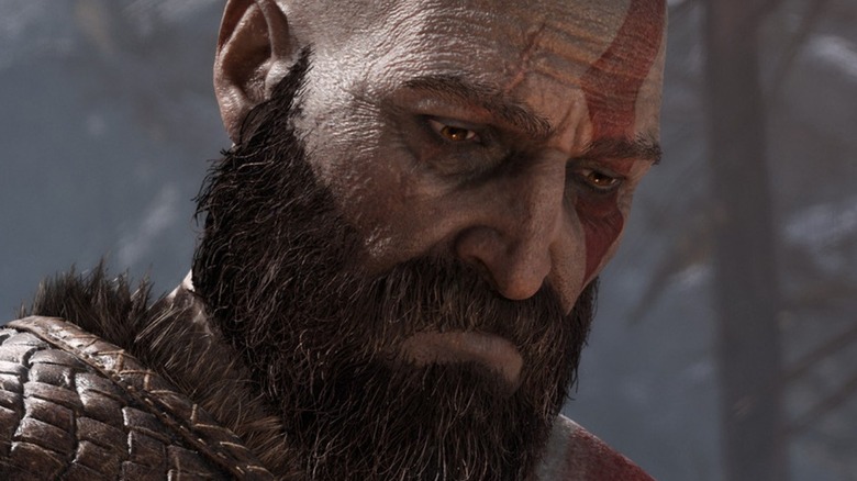 Kratos sad closeup