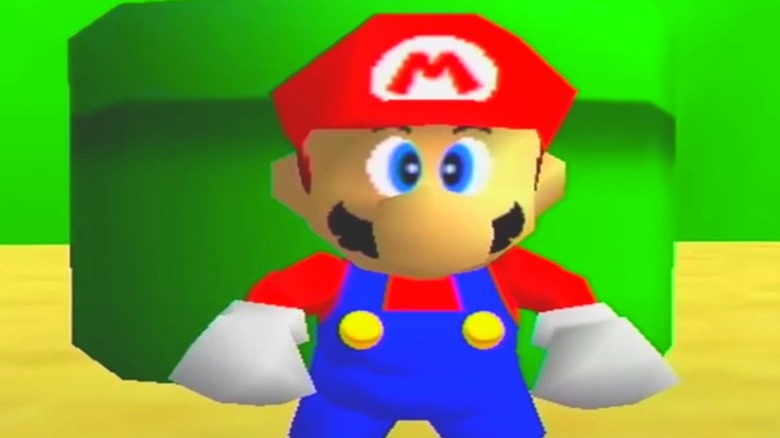 Mario in front of pipe
