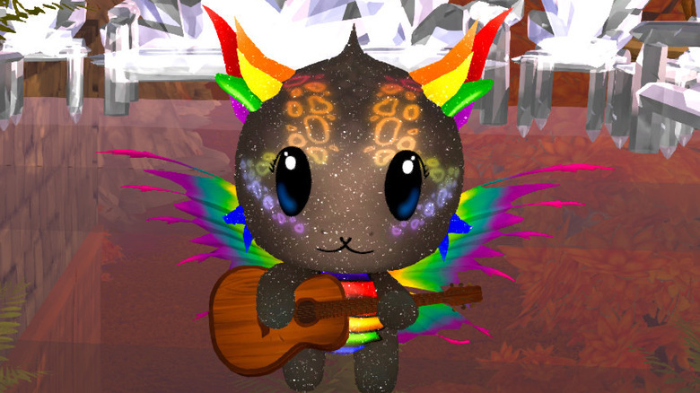 Rainbow cat playing guitar