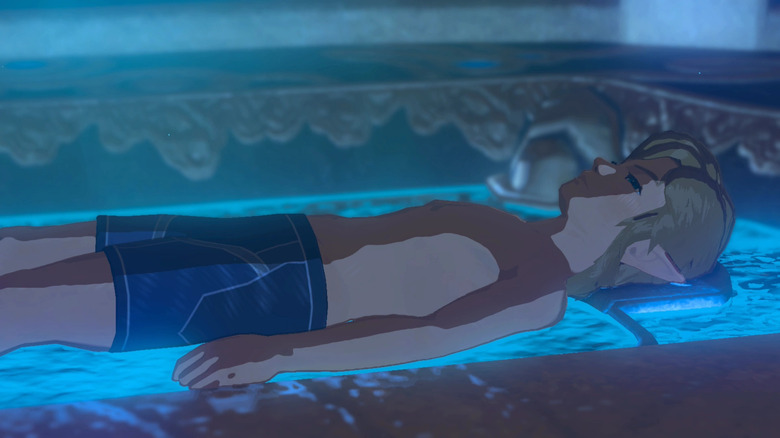 Link's sleeping on a glowing table
