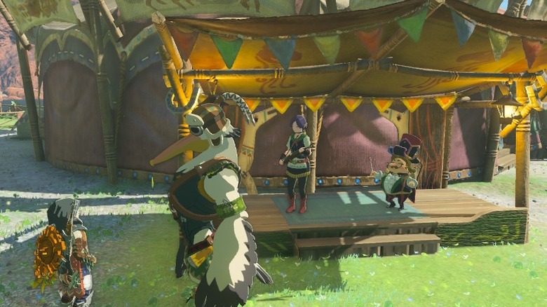 Penn and traveling band looking at Link