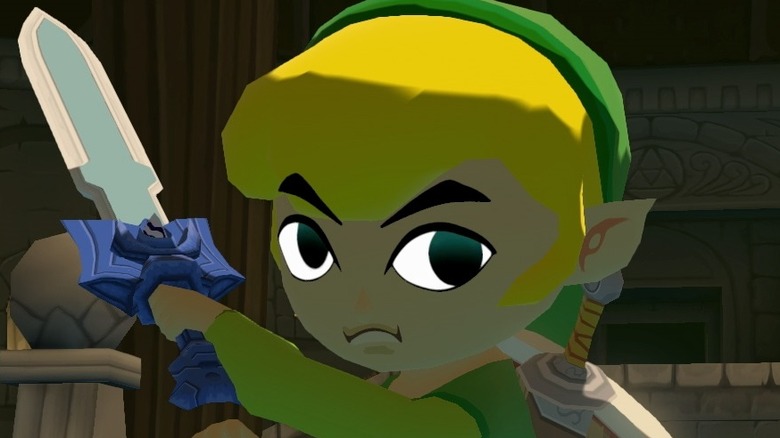 Link holds sword