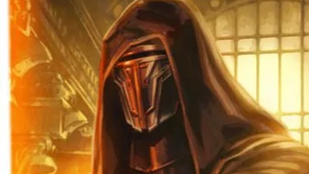 Darth Revan holding his lightsaber