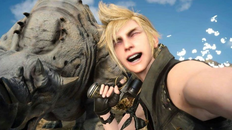 Prompto laughs