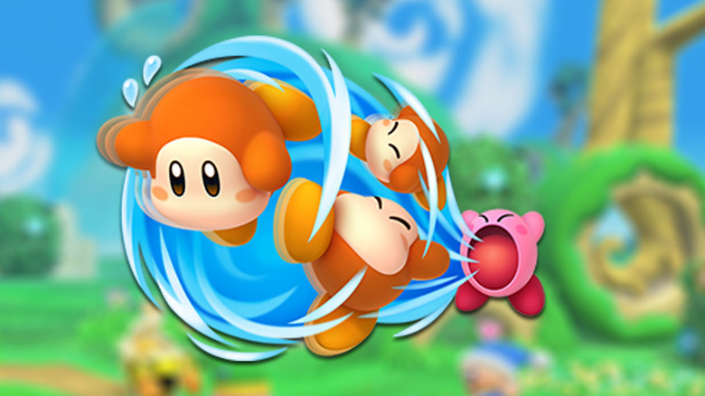Kirby inhaling Waddle Dees