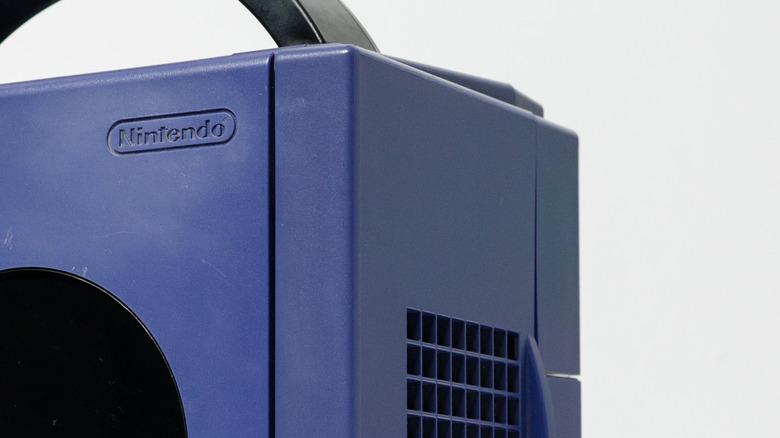 Nintendo Gamecube standing on front