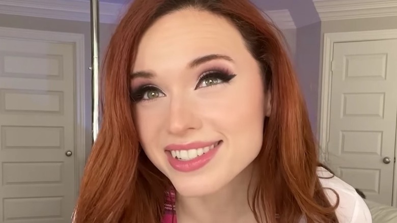 Amouranth try-on video smile