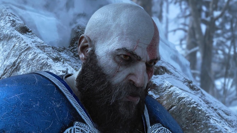 GoW Ragnarok Kratos face close up 